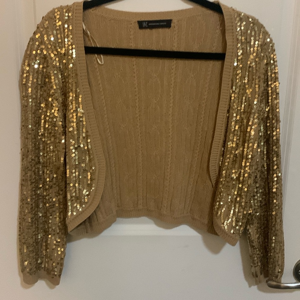 INC cropped Gold sequined sweater